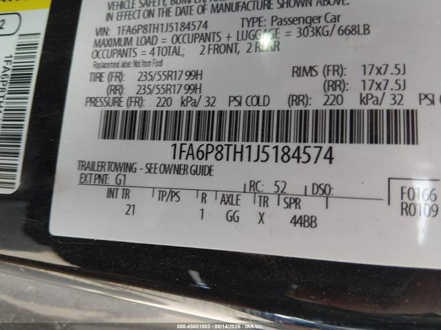 Ford Mustang Ecoboost 2018 1FA6P8TH1J5184574 Image 9