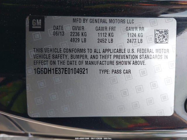 Продаж на аукціоні авто 2014 Cadillac Cts Premium, vin: 1G6DH1E37E0104921, номер лоту: 45851546