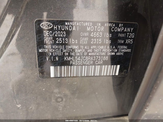 45851559 :رقم المزاد ، KMHL54JC8RA373188 vin ، 2024 Hyundai Sonata N Line مزاد بيع