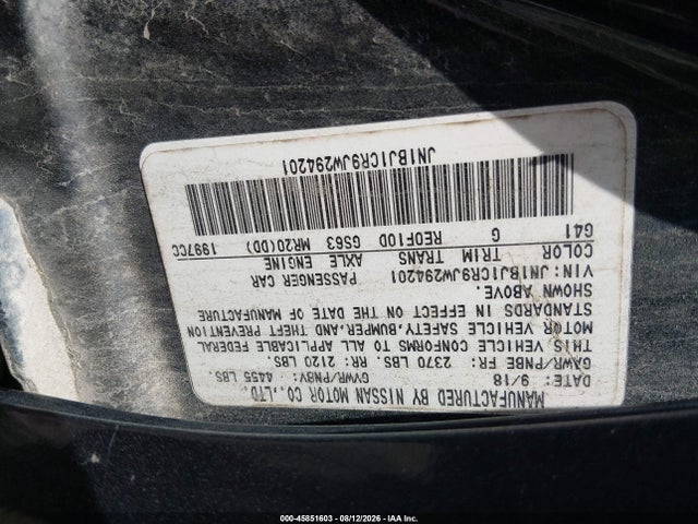 Продажа на аукционе авто 2018 Nissan Rogue Sport Sl, vin: JN1BJ1CR9JW294201, номер лота: 45851603