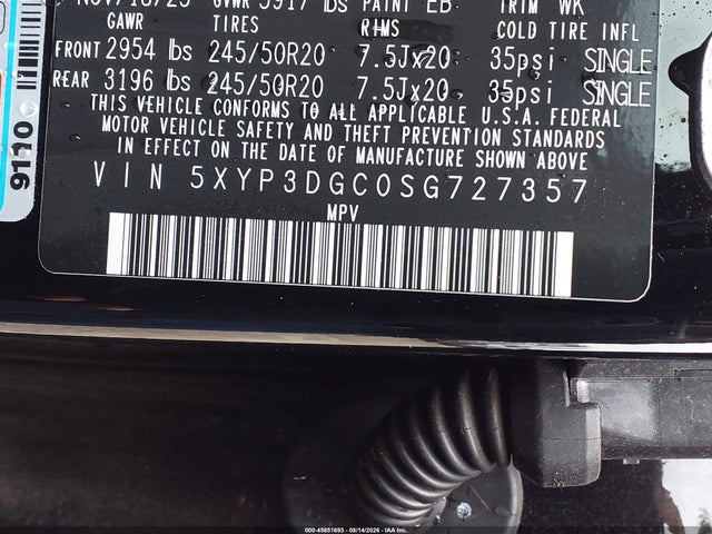 Aukcja sprzedaży 2025 Kia Telluride Ex X-line, vin: 5XYP3DGC0SG727357, numer aukcji: 45851693