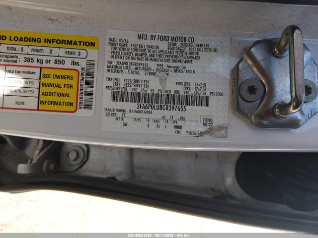 Aukcja sprzedaży 2016 Ford Fusion Hybrid Se, vin: 3FA6P0LU8GR397655, numer aukcji: 45851699