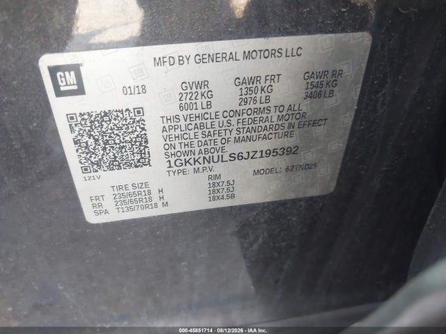 1GKKNULS6JZ195392 GMC Acadia Slt-1