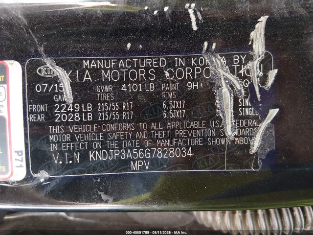 2016 Kia Soul + მანქანა იყიდება აუქციონზე, vin: KNDJP3A56G7828034, აუქციონის ნომერი: 45851789