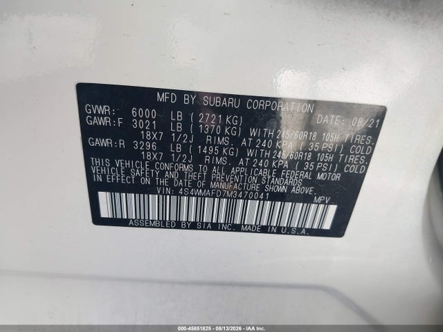 Subaru Ascent Premium 2021 4S4WMAFD7M3470041 Image 9