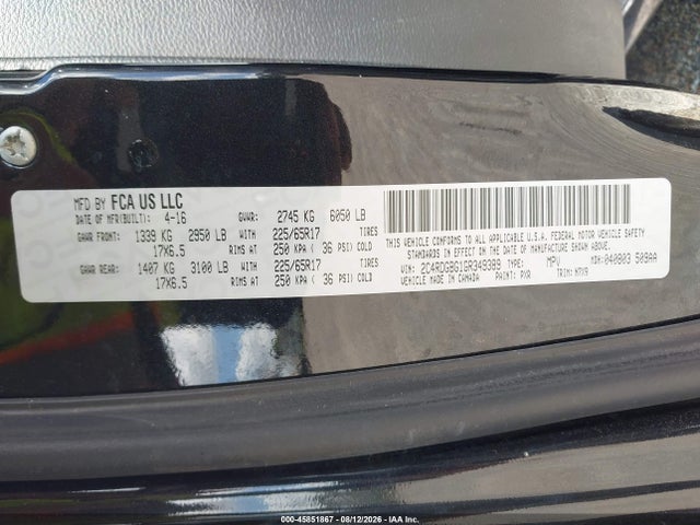 2016 Dodge Grand Caravan Se Plus მანქანა იყიდება აუქციონზე, vin: 2C4RDGBG1GR349389, აუქციონის ნომერი: 45851867