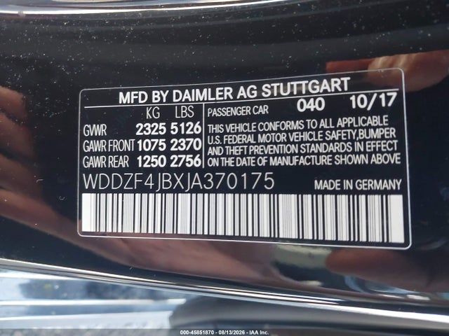 Продаж на аукціоні авто 2018 Mercedes-benz E 300, vin: WDDZF4JBXJA370175, номер лоту: 45851870