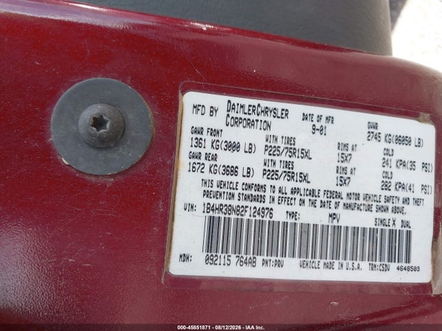 2002 Dodge Durango Sport მანქანა იყიდება აუქციონზე, vin: 1B4HR38N82F124976, აუქციონის ნომერი: 45851871