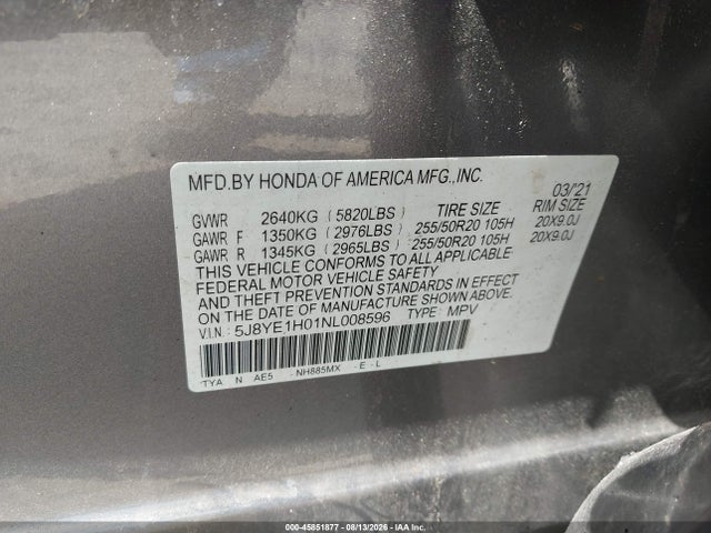 Aukcja sprzedaży 2022 Acura Mdx A-spec Package, vin: 5J8YE1H01NL008596, numer aukcji: 45851877