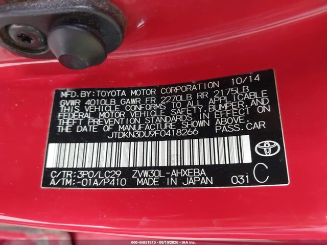 Продаж на аукціоні авто 2015 Toyota Prius Persona Series Special Edition, vin: JTDKN3DU9F0418266, номер лоту: 45851910