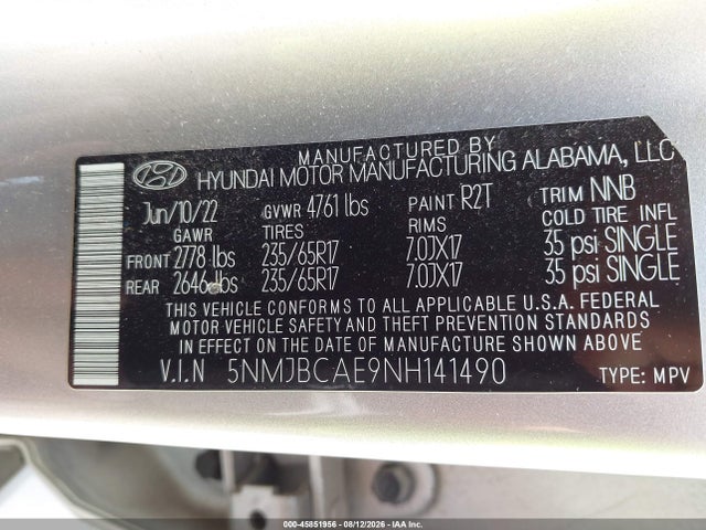 Hyundai TUCSON SEL 2022 5NMJBCAE9NH141490 Image 9