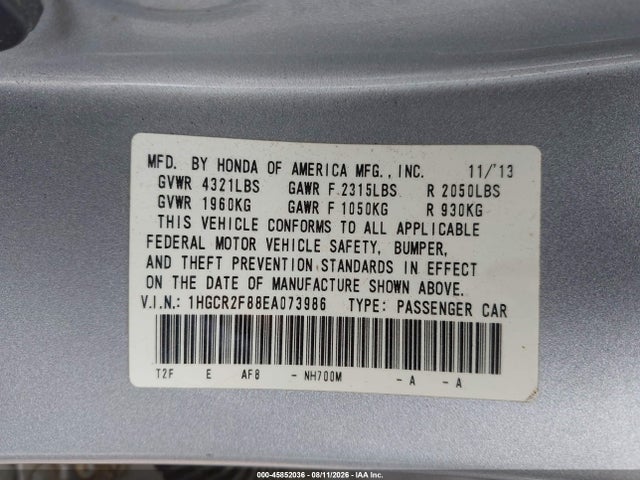 Honda Accord Ex-l 2014 1HGCR2F88EA073986 Image 9