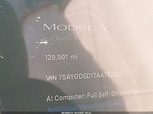 Продаж на аукціоні авто 2026 Tesla Model Y Premium/rear-wheel Drive, vin: 7SAYGDED1TA478340, номер лоту: 45852118