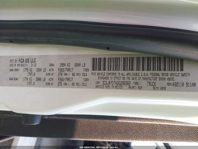 RAM 1500 Tradesman 2016 3C6JR7DTXGG293362 Image 9