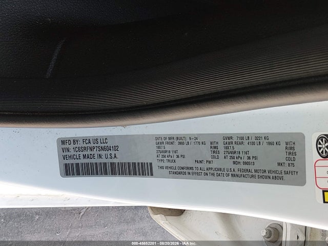 Продаж на аукціоні авто 2025 Ram 1500 Tradesman  4x4 6'4 Box, vin: 1C6SRFNP7SN604102, номер лоту: 45852201