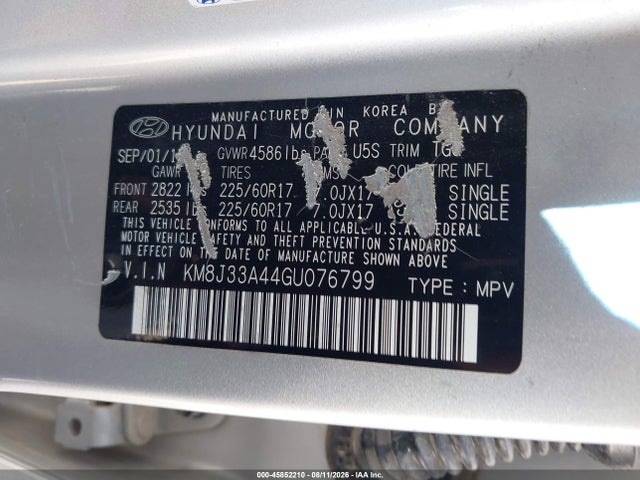 Продажа на аукционе авто 2016 Hyundai Tucson Se, vin: KM8J33A44GU076799, номер лота: 45852210