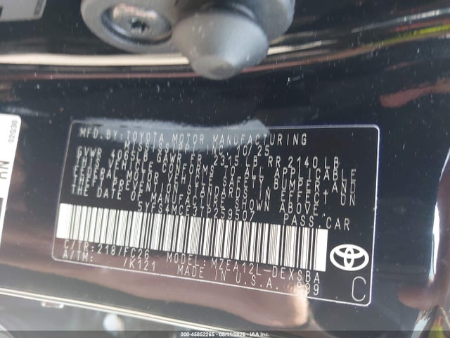 45852265 :رقم المزاد ، 5YFS4MCE3TP259507 vin ، 2026 Toyota Corolla Se مزاد بيع