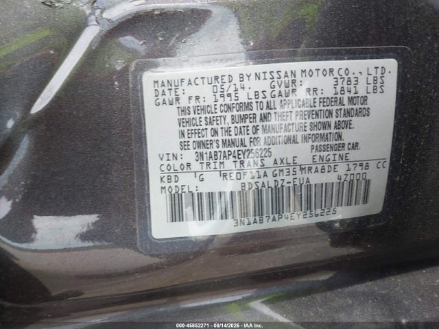 Продаж на аукціоні авто 2014 Nissan Sentra Sv, vin: 3N1AB7AP4EY256225, номер лоту: 45852271