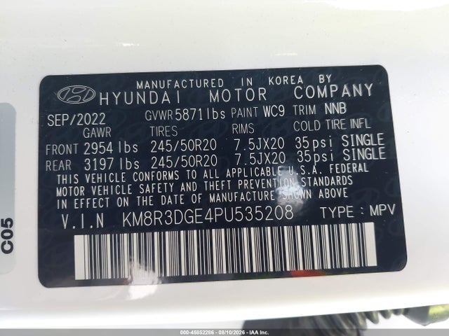 Hyundai Palisade Xrt 2023 KM8R3DGE4PU535208 Image 9