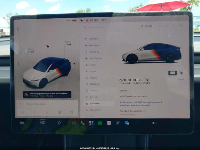 45852294 :رقم المزاد ، 7SAYGDEE6TA637300 vin ، 2026 Tesla Model Y Long Range Launch Series/premium All-wheel Drive مزاد بيع
