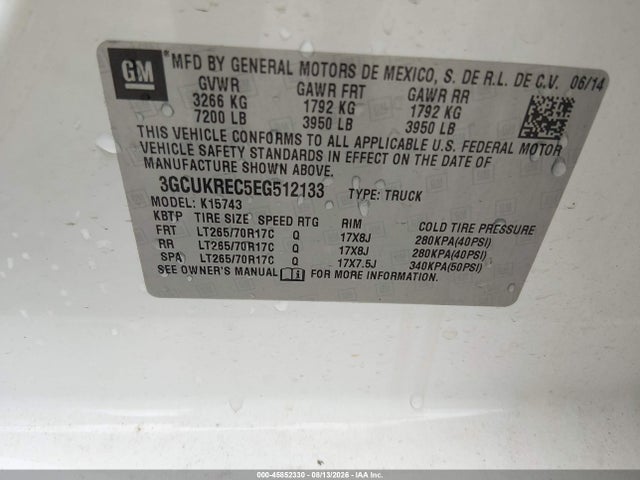3GCUKREC5EG512133 Chevrolet Silverado 1500 Lt