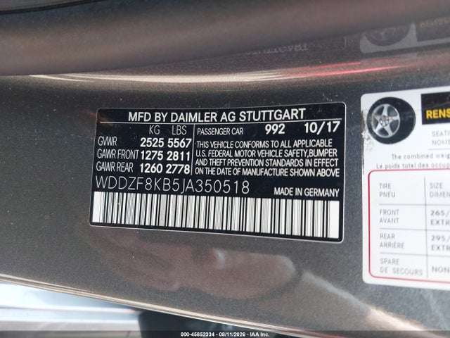 Продаж на аукціоні авто 2018 Mercedes-benz Amg E 63 S 4matic, vin: WDDZF8KB5JA350518, номер лоту: 45852334