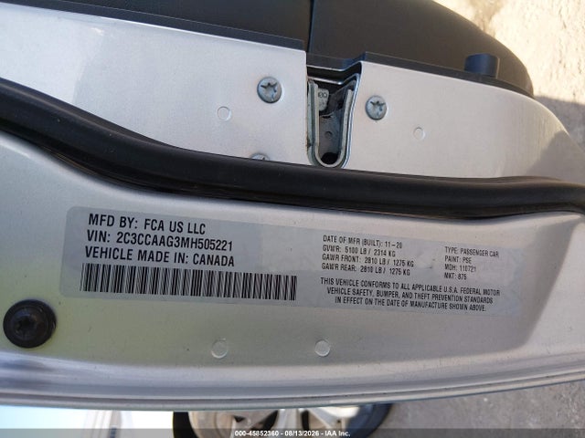 45852360 :رقم المزاد ، 2C3CCAAG3MH505221 vin ، 2021 Chrysler 300 Touring مزاد بيع