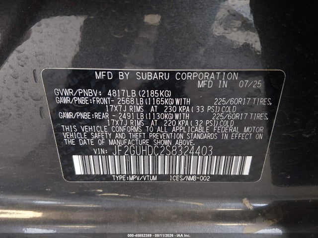 JF2GUHDC2S8324403 Subaru Crosstrek Premium