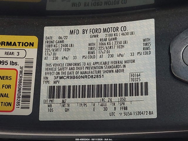 3FMCR9B60NRD82851 Ford Bronco Sport Big Bend