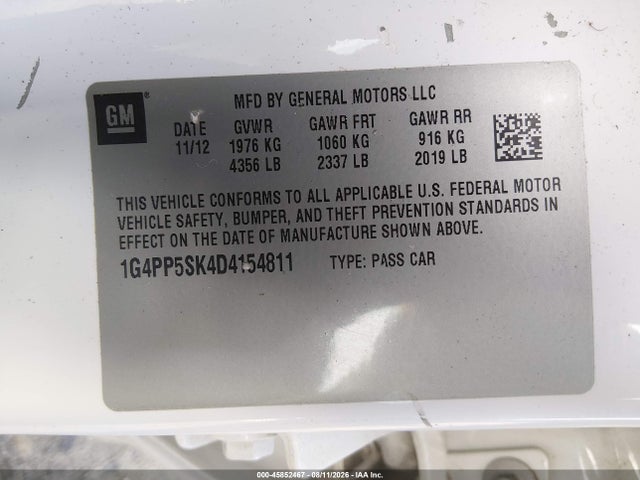 Aukcja sprzedaży 2013 Buick Verano, vin: 1G4PP5SK4D4154811, numer aukcji: 45852467