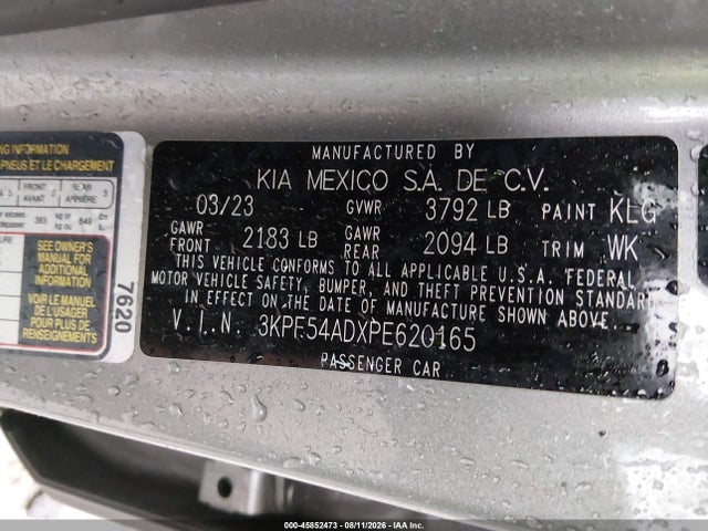 Aukcja sprzedaży 2023 Kia Forte Gt-line, vin: 3KPF54ADXPE620165, numer aukcji: 45852473