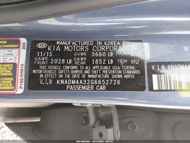 Aukcja sprzedaży 2016 Kia Rio Lx, vin: KNADM4A32G6652726, numer aukcji: 45852501