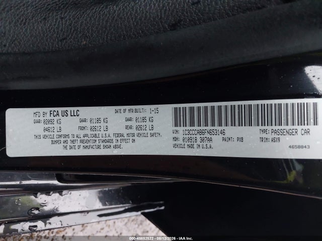 45852522 :رقم المزاد ، 1C3CCCAB6FN653146 vin ، 2015 Chrysler 200 Limited مزاد بيع