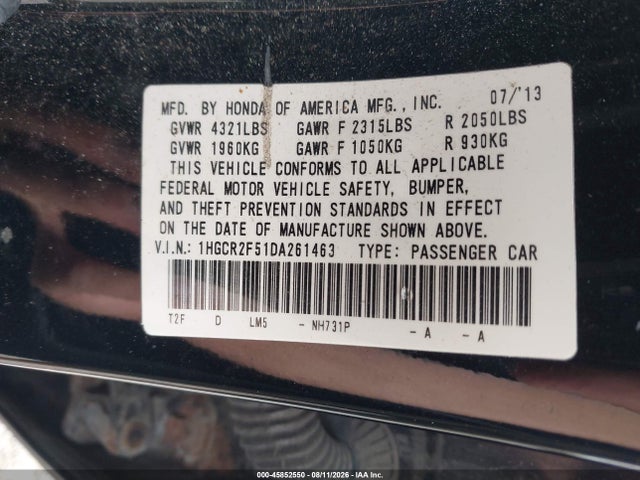 2013 Honda Accord Sport მანქანა იყიდება აუქციონზე, vin: 1HGCR2F51DA261463, აუქციონის ნომერი: 45852550