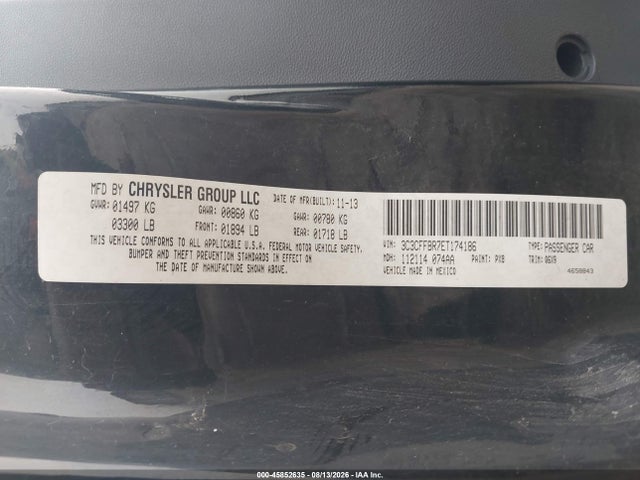 2014 Fiat 500 Sport მანქანა იყიდება აუქციონზე, vin: 3C3CFFBR7ET174186, აუქციონის ნომერი: 45852635