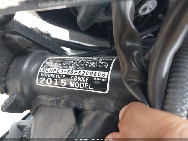 45852641 :رقم المزاد ، MLHPC4568F5200806 vin ، 2015 Honda Cb500 F مزاد بيع