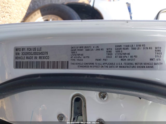 Aukcja sprzedaży 2025 Ram 3500 Tradesman  4x4 8' Box, vin: 3C63R3GJ0SG545379, numer aukcji: 45852682