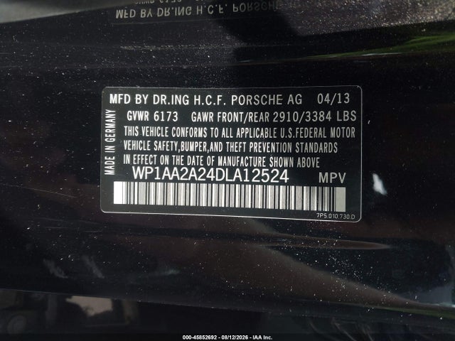Aukcja sprzedaży 2013 Porsche Cayenne, vin: WP1AA2A24DLA12524, numer aukcji: 45852692