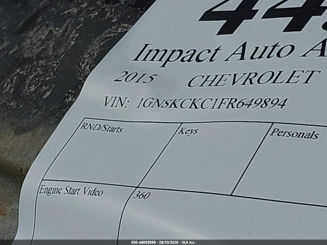 Продажа на аукционе авто 2015 Chevrolet Tahoe Ltz, vin: 1GNSKCKC1FR649894, номер лота: 45852699