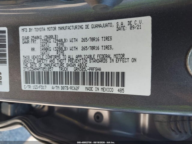 Продаж на аукціоні авто 2021 Toyota Tacoma Trd Off-road, vin: 3TYCZ5AN4MT051857, номер лоту: 45852708