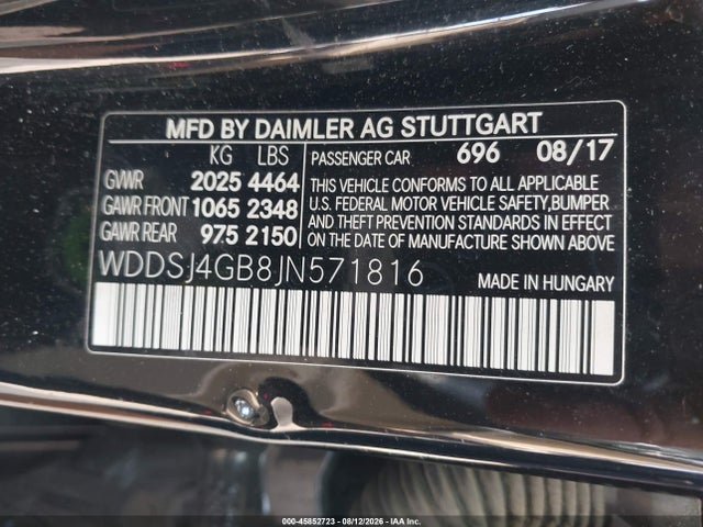 Продаж на аукціоні авто 2018 Mercedes-benz Cla 250 4matic, vin: WDDSJ4GB8JN571816, номер лоту: 45852723
