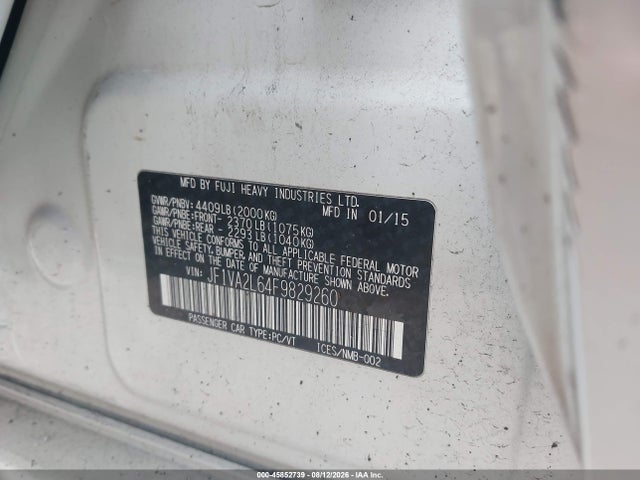 Продажа на аукционе авто 2015 Subaru Wrx Sti, vin: JF1VA2L64F9829260, номер лота: 45852739