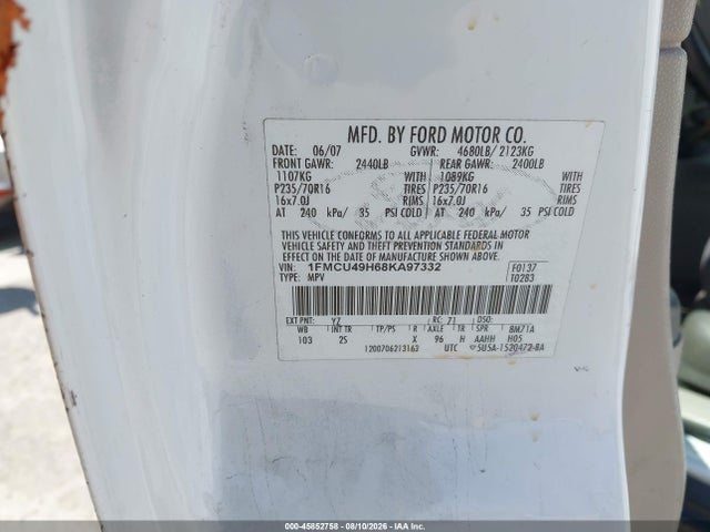 2008 Ford Escape Hybrid მანქანა იყიდება აუქციონზე, vin: 1FMCU49H68KA97332, აუქციონის ნომერი: 45852758