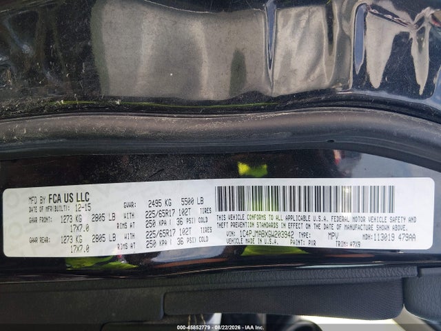 45852779 :رقم المزاد ، 1C4PJMABXGW203942 vin ، 2016 Jeep Cherokee Sport مزاد بيع