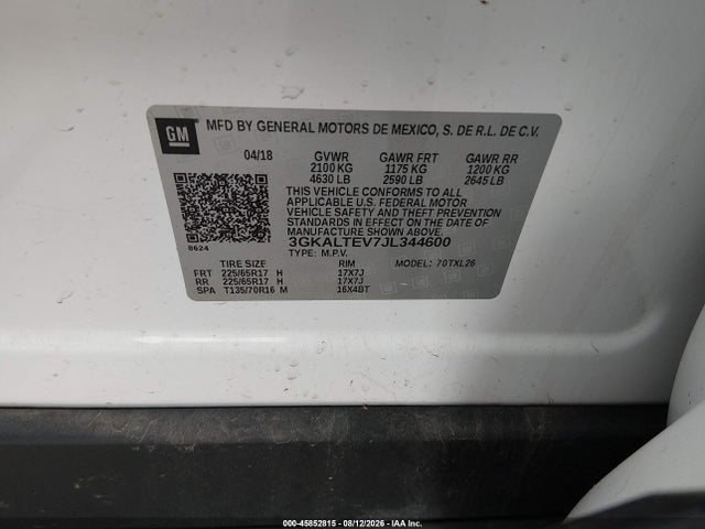 2018 Gmc Terrain Sle მანქანა იყიდება აუქციონზე, vin: 3GKALTEV7JL344600, აუქციონის ნომერი: 45852815