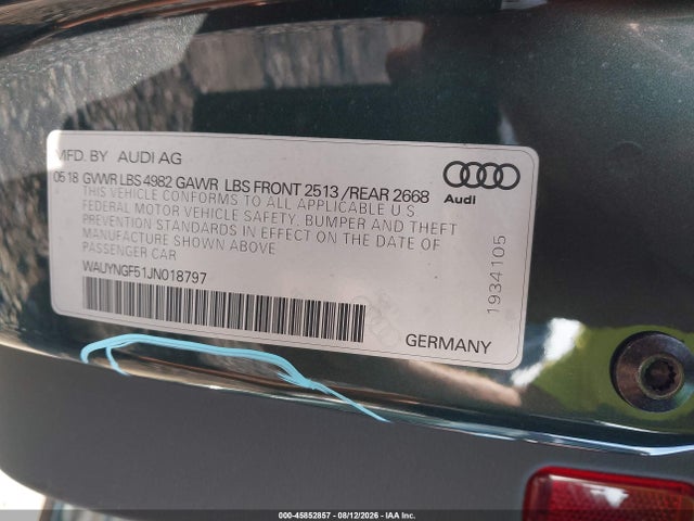 Продажа на аукционе авто 2018 Audi A5 2.0t Premium, vin: WAUYNGF51JN018797, номер лота: 45852857