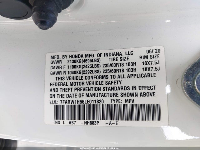 Продаж на аукціоні авто 2020 Honda Cr-v 2wd Ex, vin: 7FARW1H56LE011820, номер лоту: 45852890