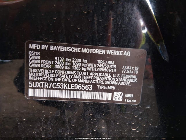 5UXTR7C53KLE96563 BMW X3 Sdrive30i