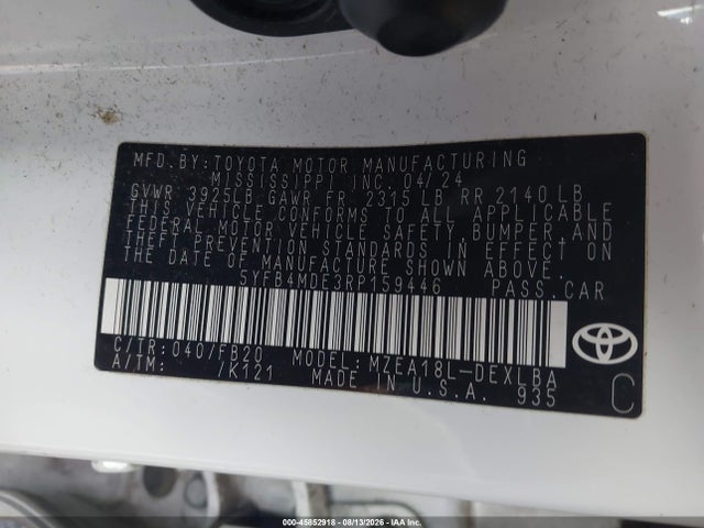 5YFB4MDE3RP159446 Toyota COROLLA LE