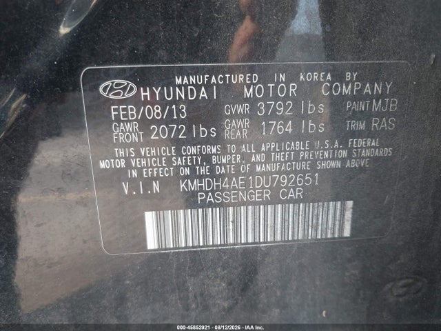 Продаж на аукціоні авто 2013 Hyundai Elantra Gls, vin: KMHDH4AE1DU792651, номер лоту: 45852921